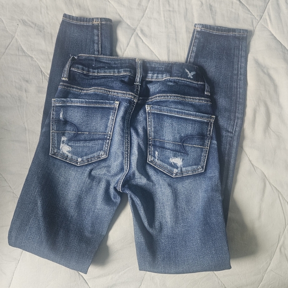 AMERICAN EAGLE Super Stretch Jegging Distressed Patched 00 SHORT AE - Picture 9 of 10